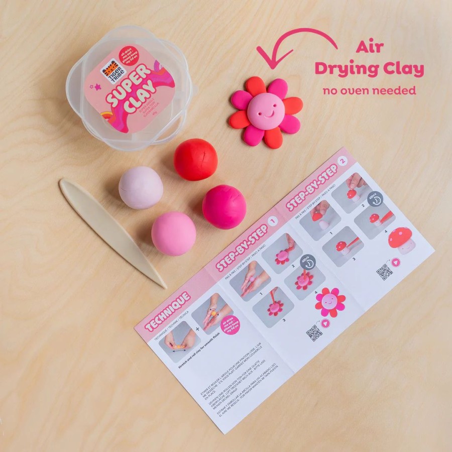 Tiger Tribe Σετ Κατασκευής με Πηλό Super Clay Sunset Pink+Red