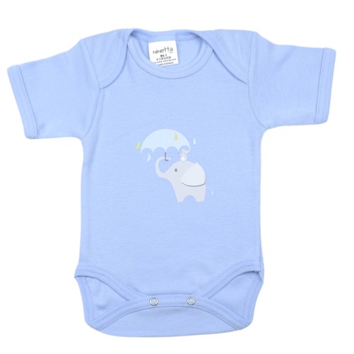 Ninetta Bebe Εσώρουχο Κορμάκι Κοντομάνικο Σιέλ Elephant 55BL-3