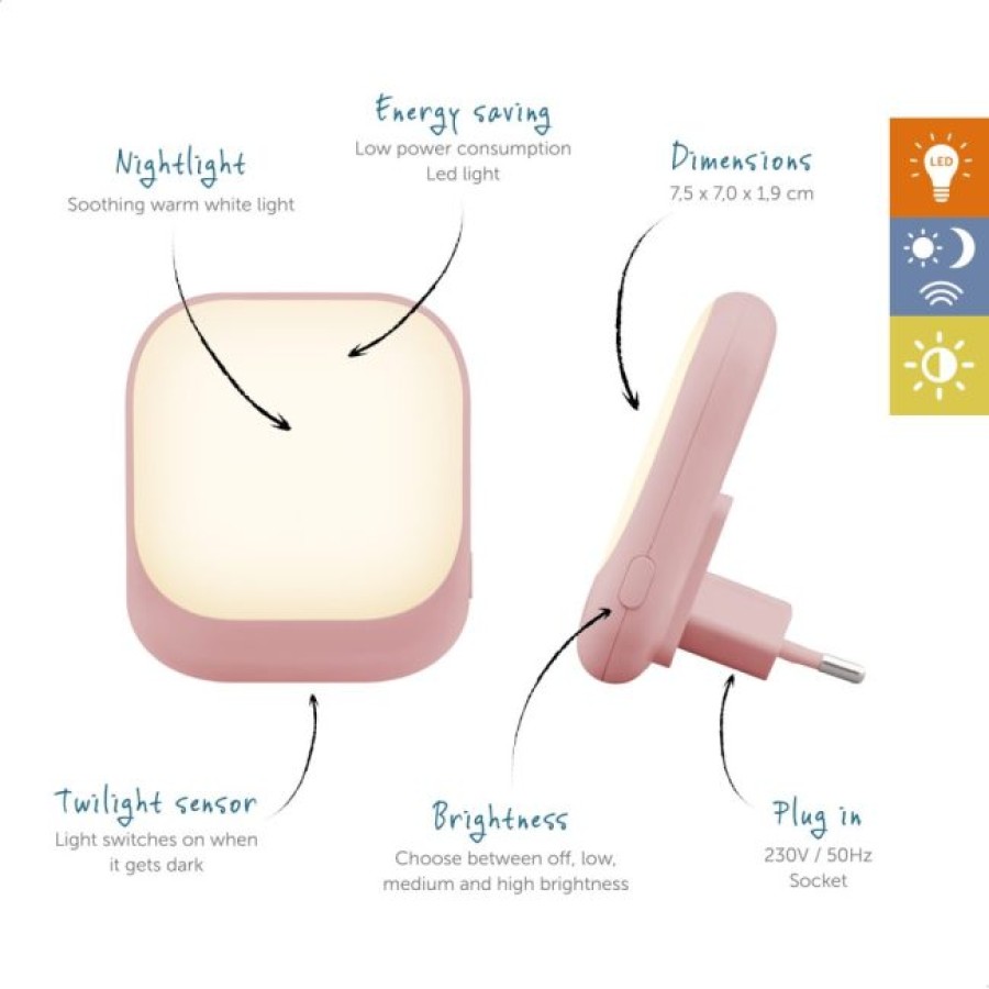 Zazu Fun Socket Light Αυτόματο Φως Νυκτός Πρίζας με Αισθητήρα Ροζ