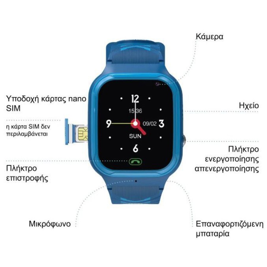 ZAZU Fun Παιδικό Smart Watch 4G/GPS Εντοπισμού Παιδιού & Βιντεοκλήση Μπλε