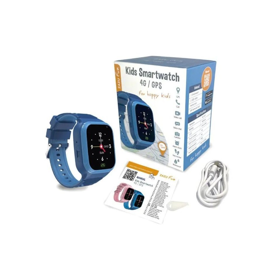 ZAZU Fun Παιδικό Smart Watch 4G/GPS Εντοπισμού Παιδιού & Βιντεοκλήση Μπλε