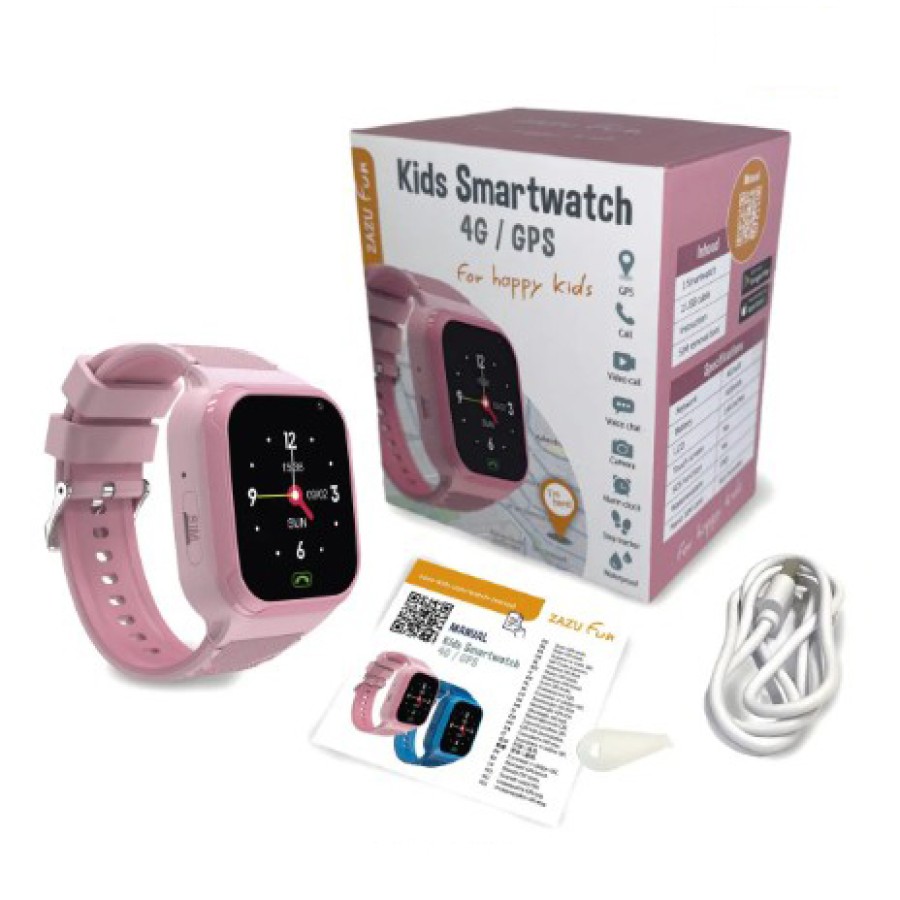 ZAZU Fun Παιδικό Smart Watch 4G/GPS Εντοπισμού Παιδιού & Βιντεοκλήση Ροζ