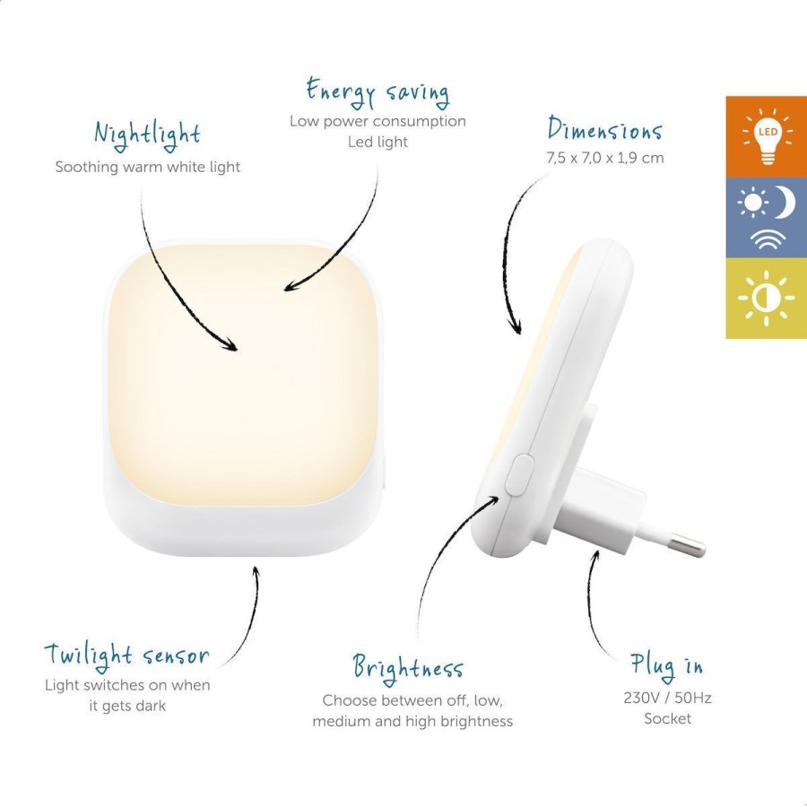 Zazu Fun Socket Light Αυτόματο Φως Νυκτός Πρίζας με Αισθητήρα Λευκό