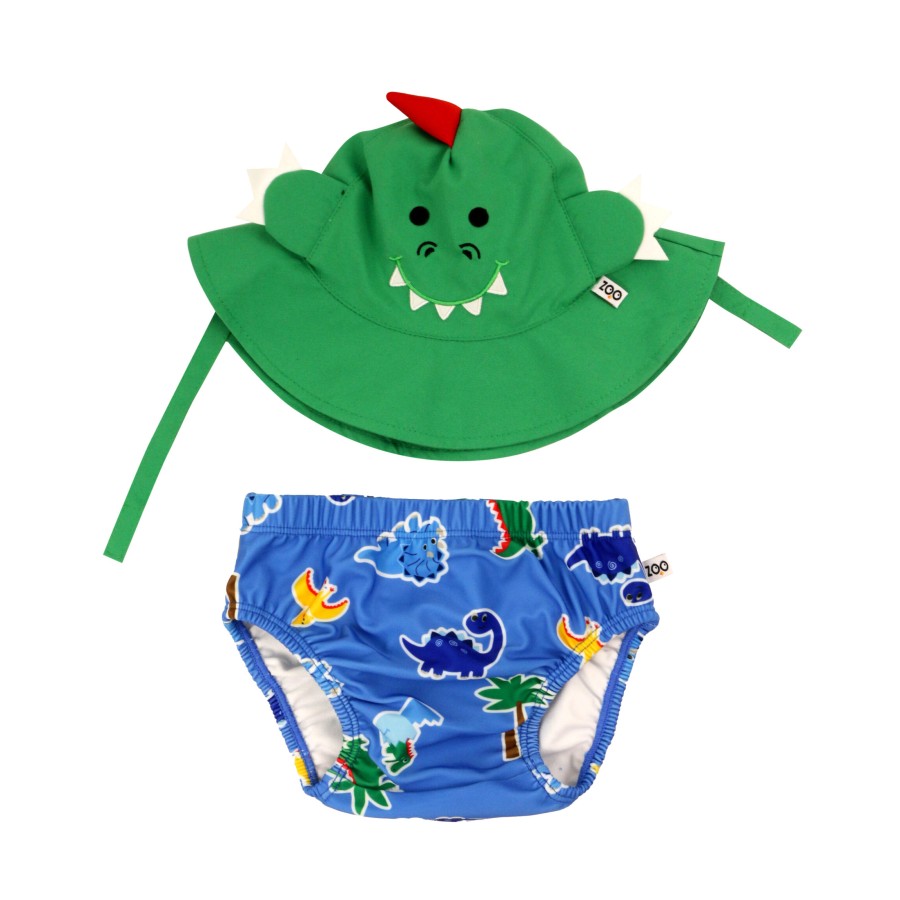 Zoocchini Βρεφικό Σετ Πάνα Μαγιό και Καπέλο UPF50+ Devin the Dino & Friends