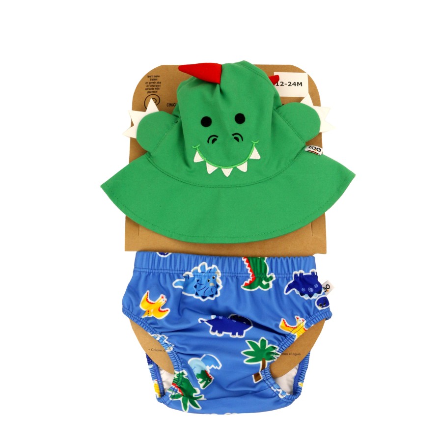 Zoocchini Βρεφικό Σετ Πάνα Μαγιό και Καπέλο UPF50+ Devin the Dino & Friends
