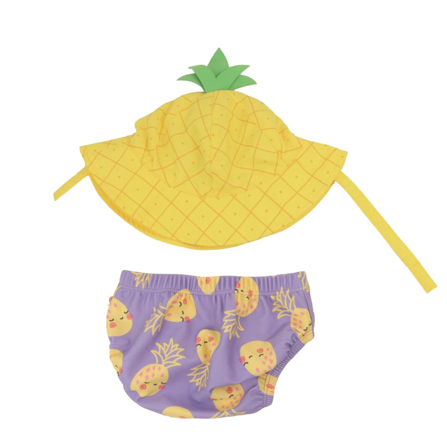 Zoocchini Βρεφικό Σετ Πάνα Μαγιό και Καπέλο UPF50+ Pineapple Punch