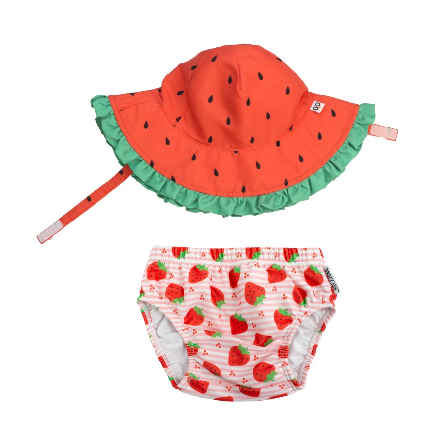 Zoocchini Βρεφικό Σετ Πάνα Μαγιό και Καπέλο UPF50+ Strawberry Delight