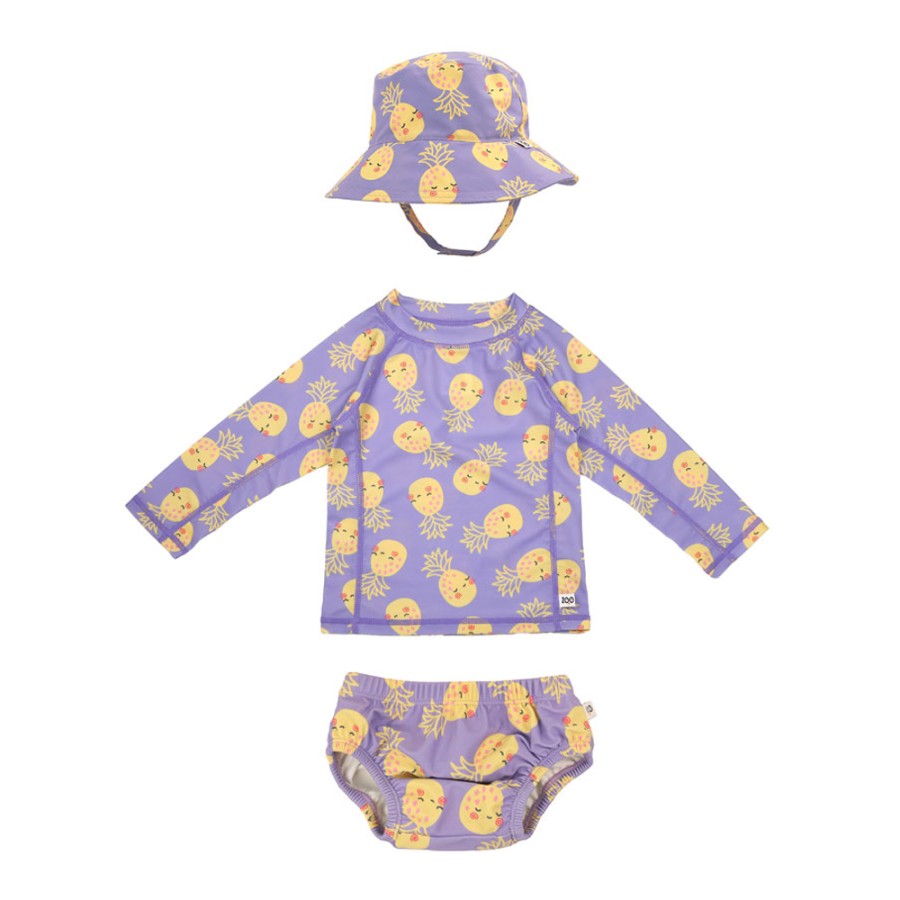 Zoocchini Βρεφικό Σετ UV Πάνα Μαγιό, Καπέλο Bucket, Μπλούζα Pinneaple