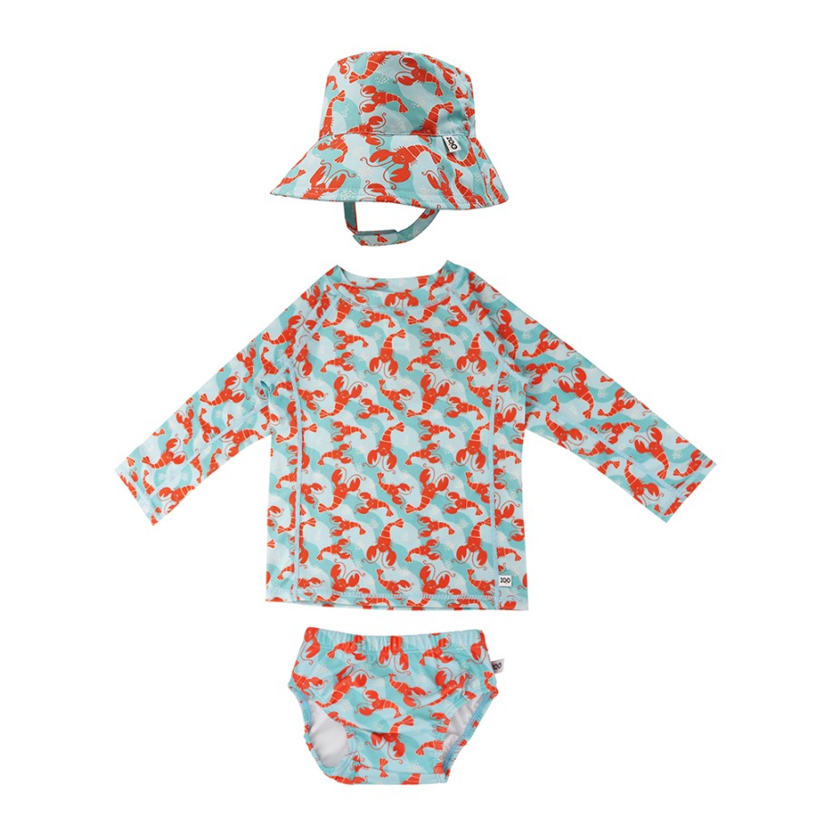 Βρεφικό Σετ UV Πάνα Μαγιό, Καπέλο Bucket, Μπλούζα Zoocchini Lobster