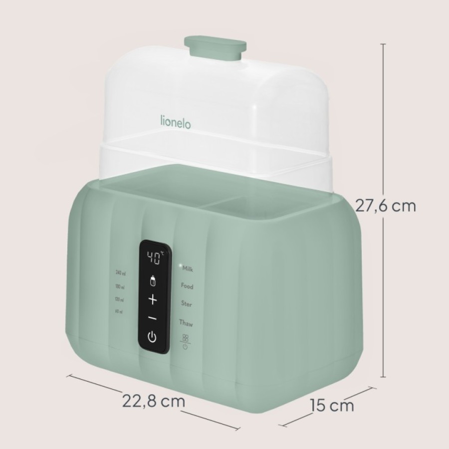 Lionelo Thermup Duo Θερμαντήρας Mπιμπερό & Tροφών 6 σε 1 με Aποστειρωτή Green