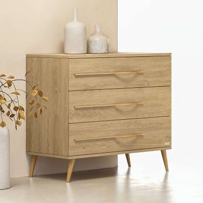 Casababy Elia Oak Βρεφική Συρταριέρα 3 Συρταριών με Soft Close