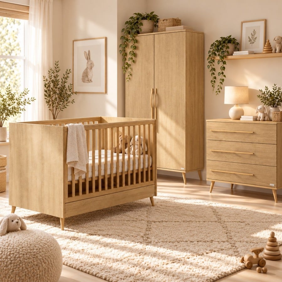 Casababy Elia Oak Σετ Βρεφικού Δωματίου με Κρεβάτι, Συρταριέρα & Ντουλάπα