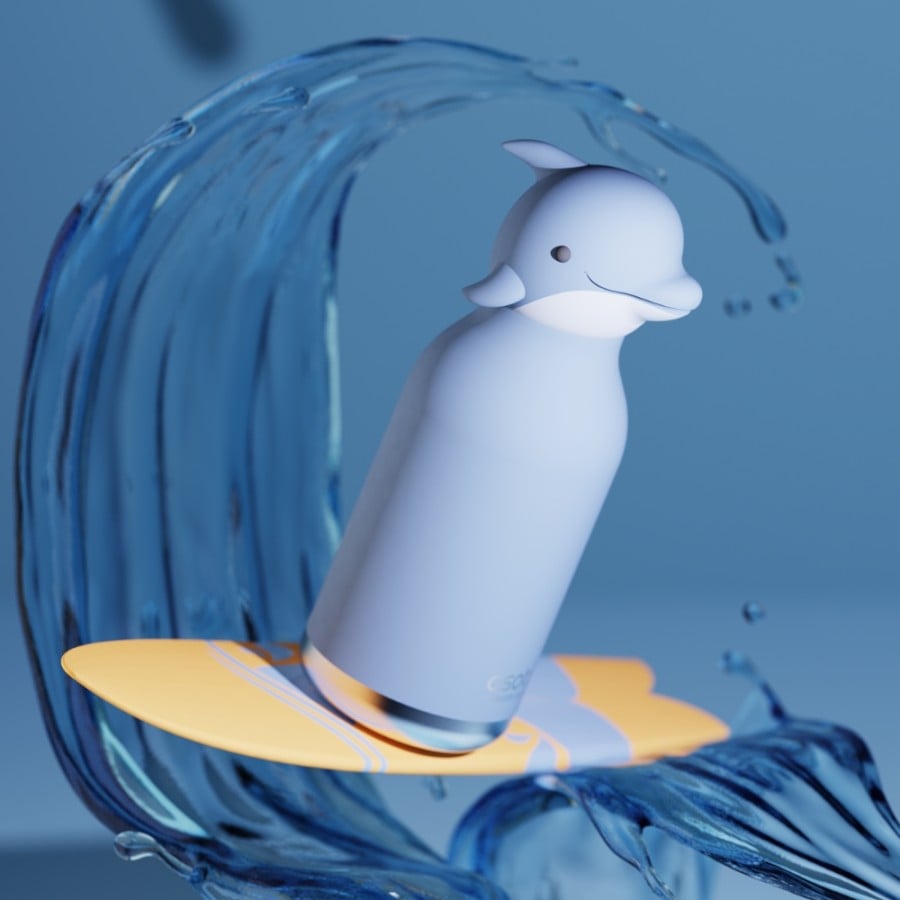 Παιδικό Μπουκάλι Θερμός με Καλαμάκι 460ml ASOBU Bestie Dolphin