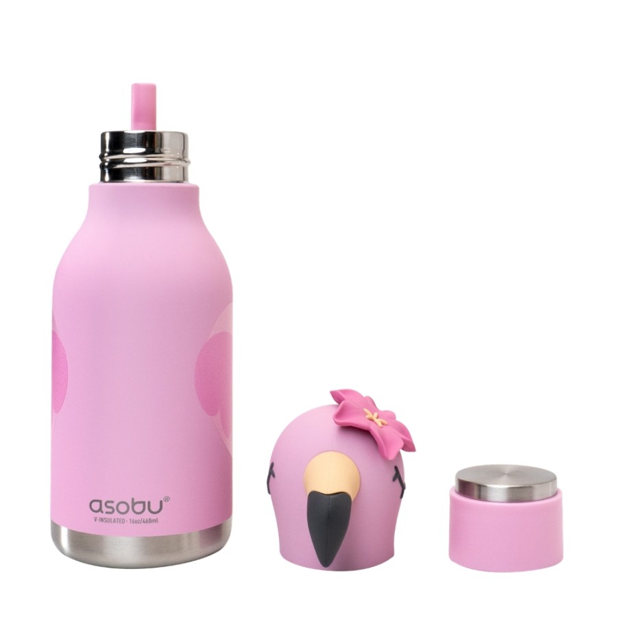 Παιδικό Μπουκάλι Θερμός με Καλαμάκι 460ml ASOBU Bestie Flamingo