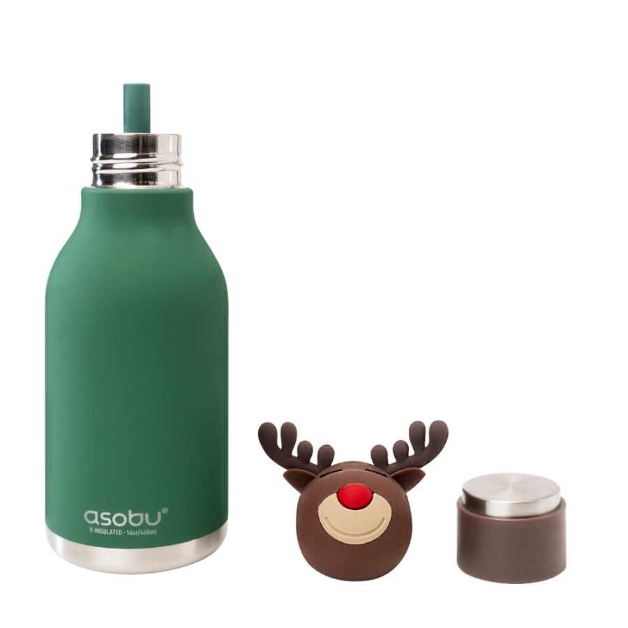 Παιδικό Μπουκάλι Θερμός με Καλαμάκι 460ml ASOBU Bestie Reindeer