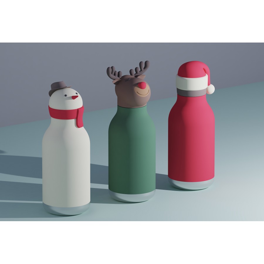 Παιδικό Μπουκάλι Θερμός με Καλαμάκι 460ml ASOBU Bestie Reindeer