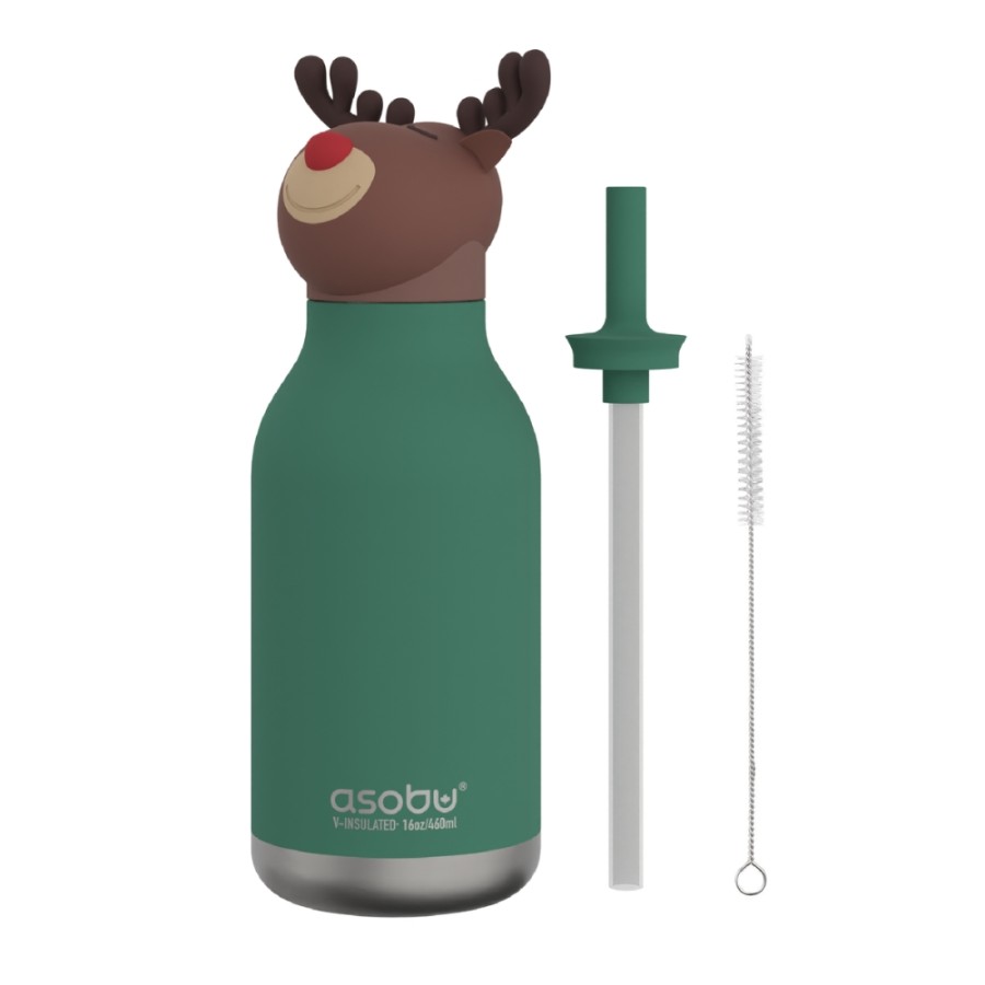 Παιδικό Μπουκάλι Θερμός με Καλαμάκι 460ml ASOBU Bestie Reindeer