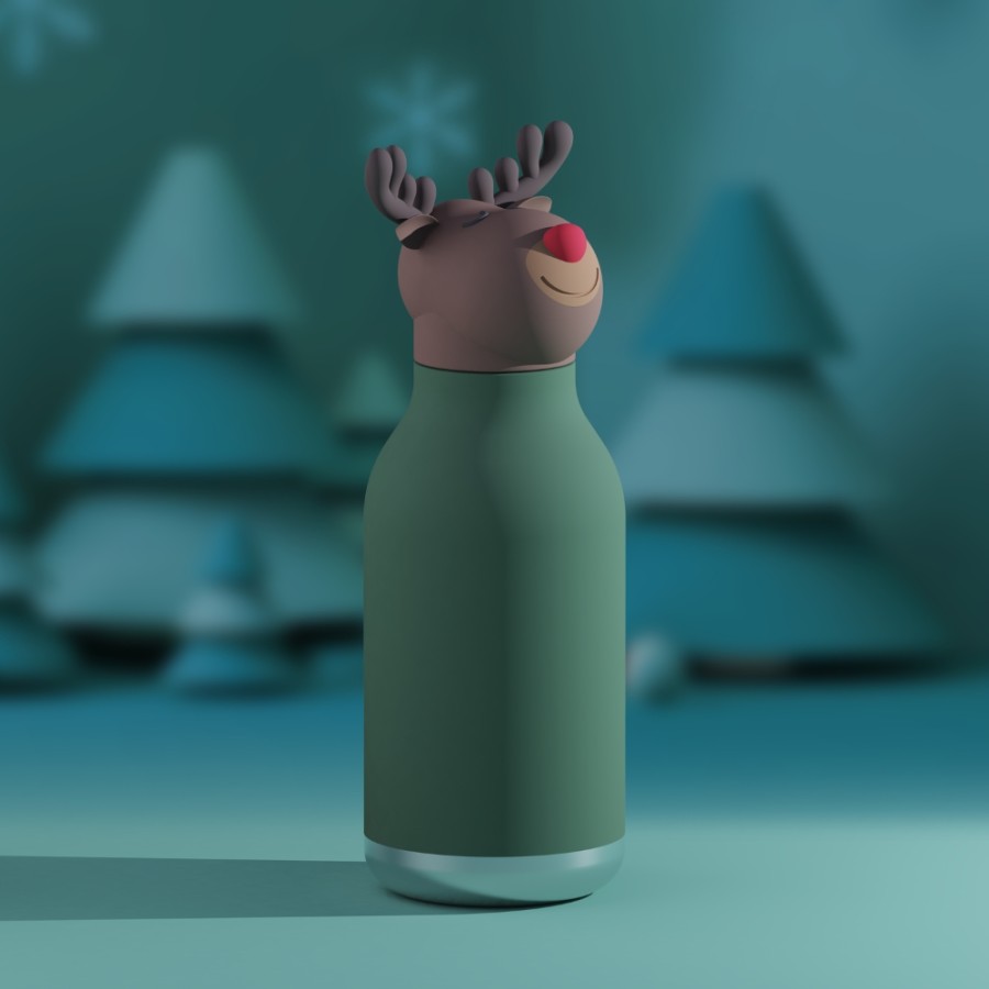 Παιδικό Μπουκάλι Θερμός με Καλαμάκι 460ml ASOBU Bestie Reindeer