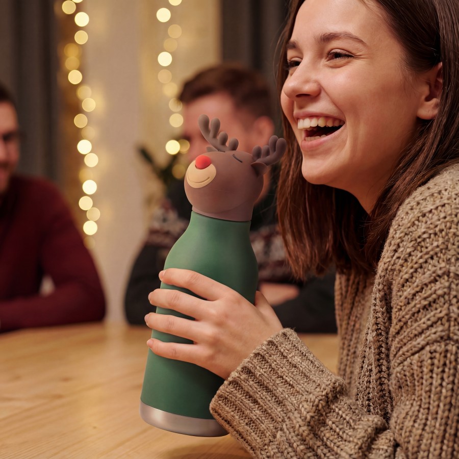 Παιδικό Μπουκάλι Θερμός με Καλαμάκι 460ml ASOBU Bestie Reindeer