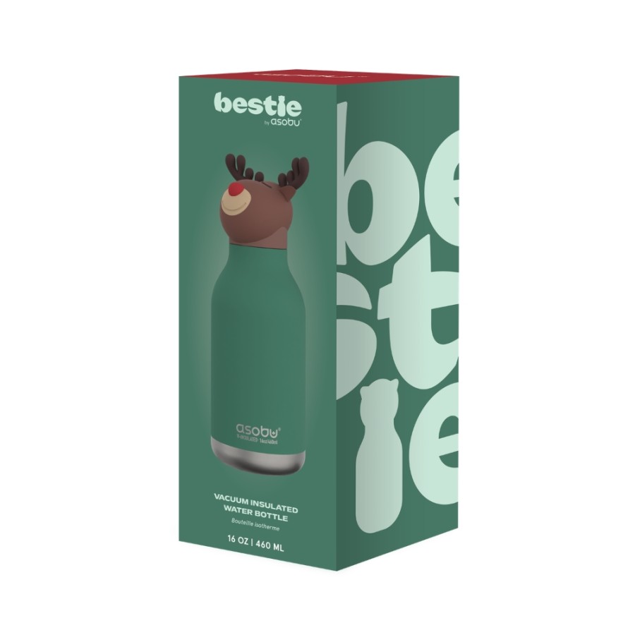 Παιδικό Μπουκάλι Θερμός με Καλαμάκι 460ml ASOBU Bestie Reindeer