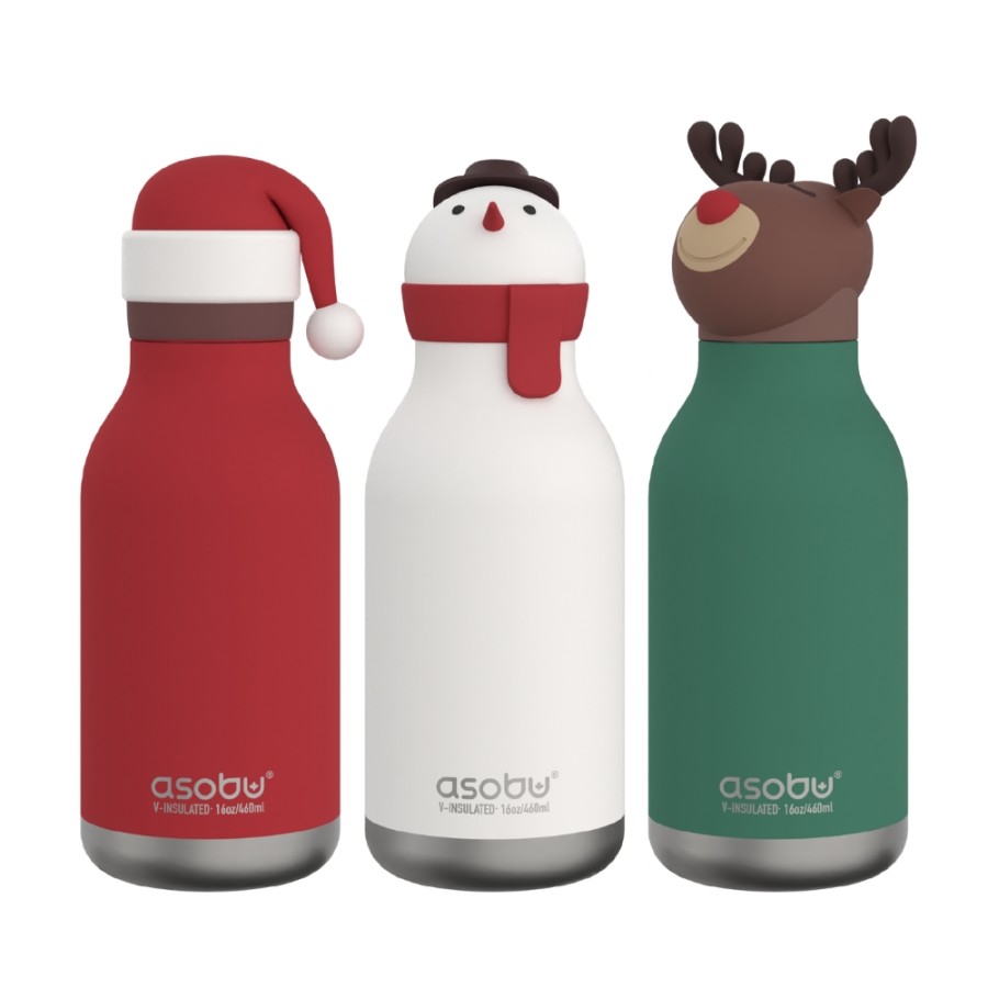 Παιδικό Μπουκάλι Θερμός με Καλαμάκι 460ml ASOBU Bestie Santa