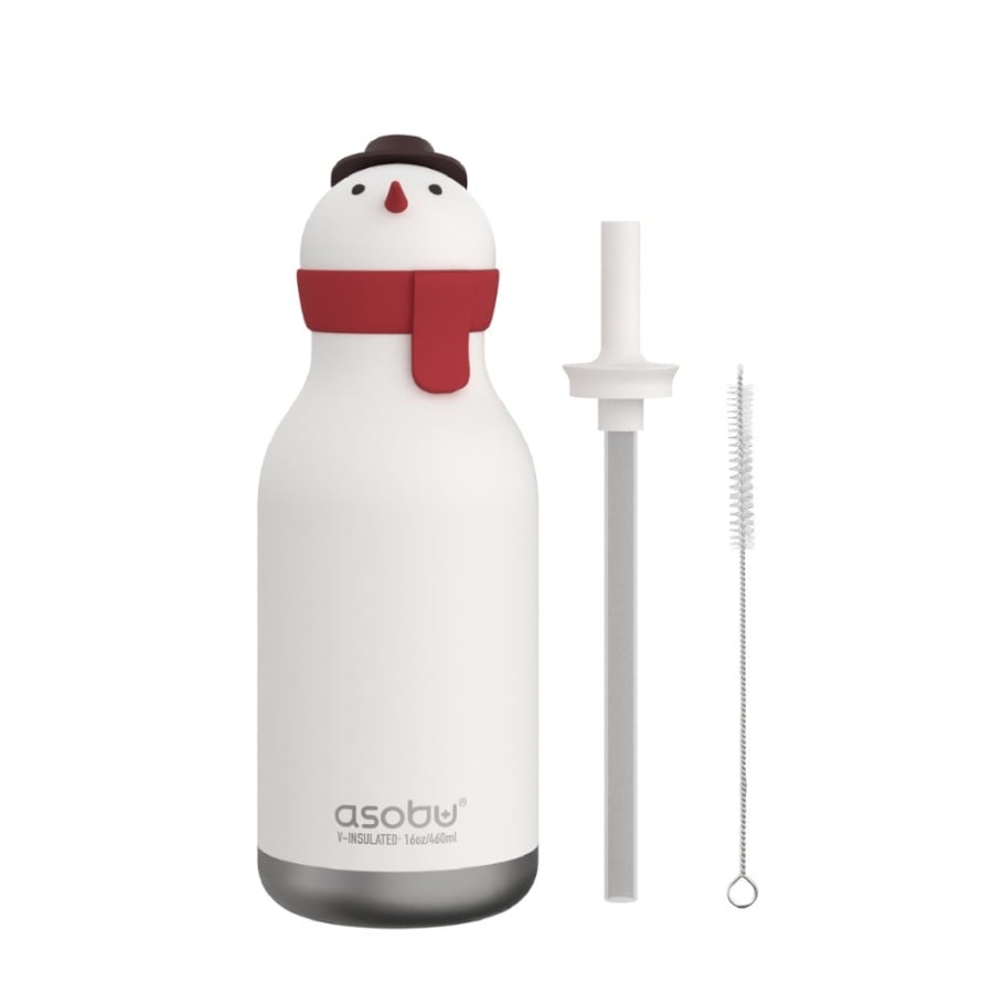 Παιδικό Μπουκάλι Θερμός με Καλαμάκι 460ml ASOBU Bestie Snowman