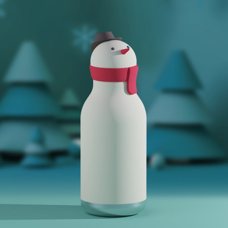 Παιδικό Μπουκάλι Θερμός με Καλαμάκι 460ml ASOBU Bestie Snowman