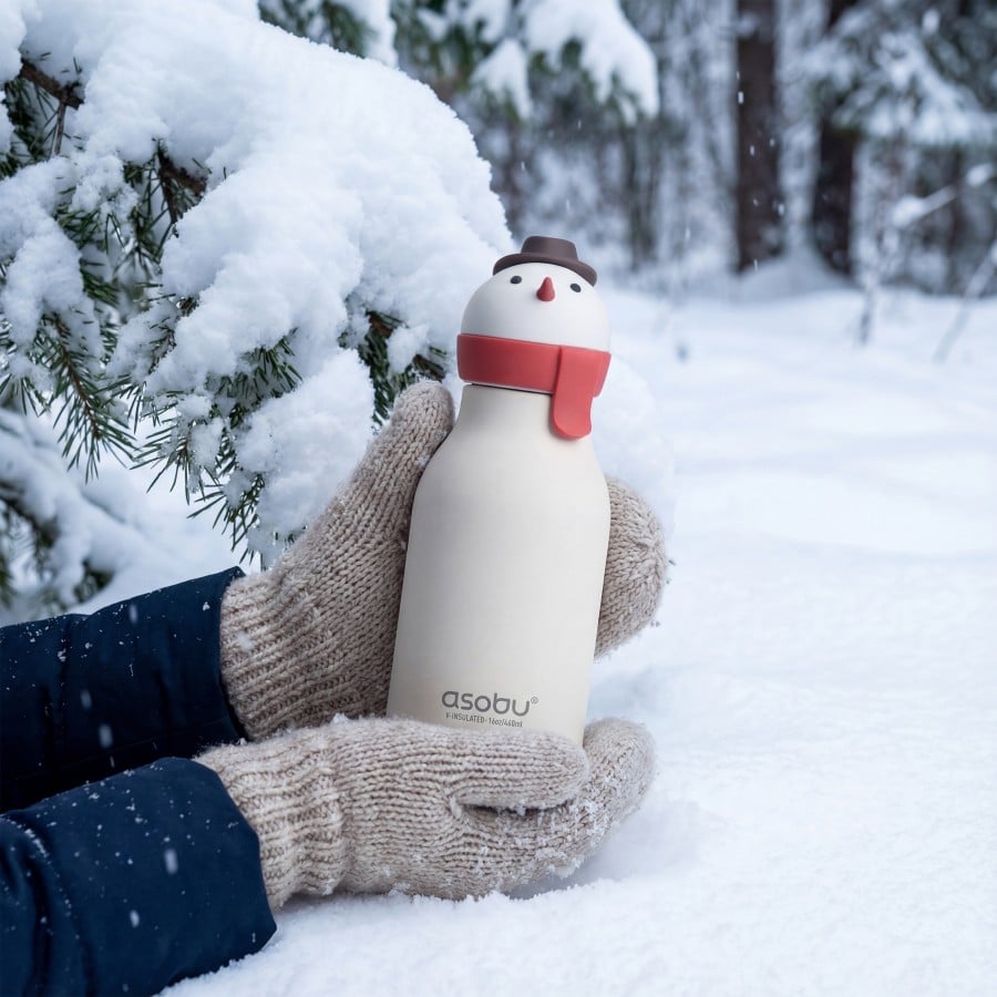 Παιδικό Μπουκάλι Θερμός με Καλαμάκι 460ml ASOBU Bestie Snowman