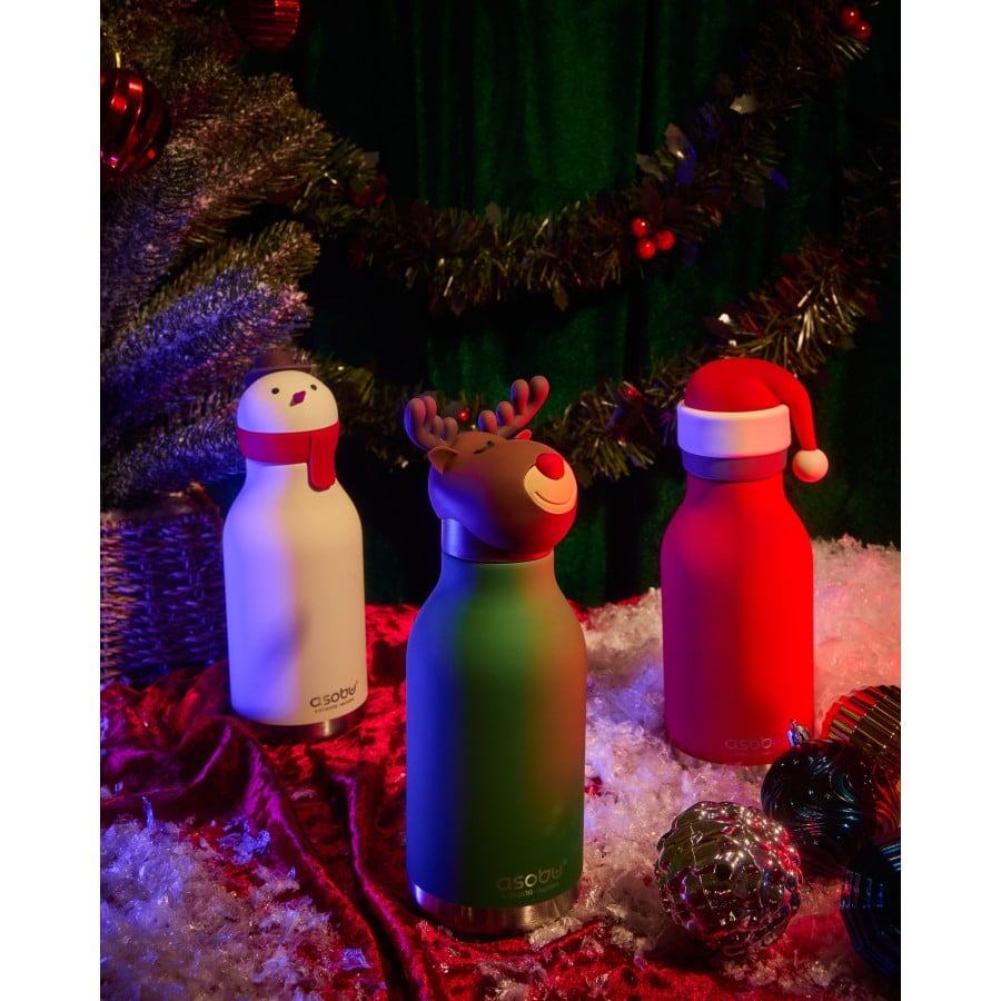 Παιδικό Μπουκάλι Θερμός με Καλαμάκι 460ml ASOBU Bestie Snowman