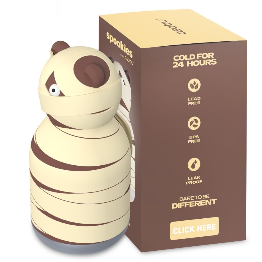 Παιδικό Μπουκάλι Θερμός με Καλαμάκι 660ml ASOBU Maxi Spookie Mummified Bear