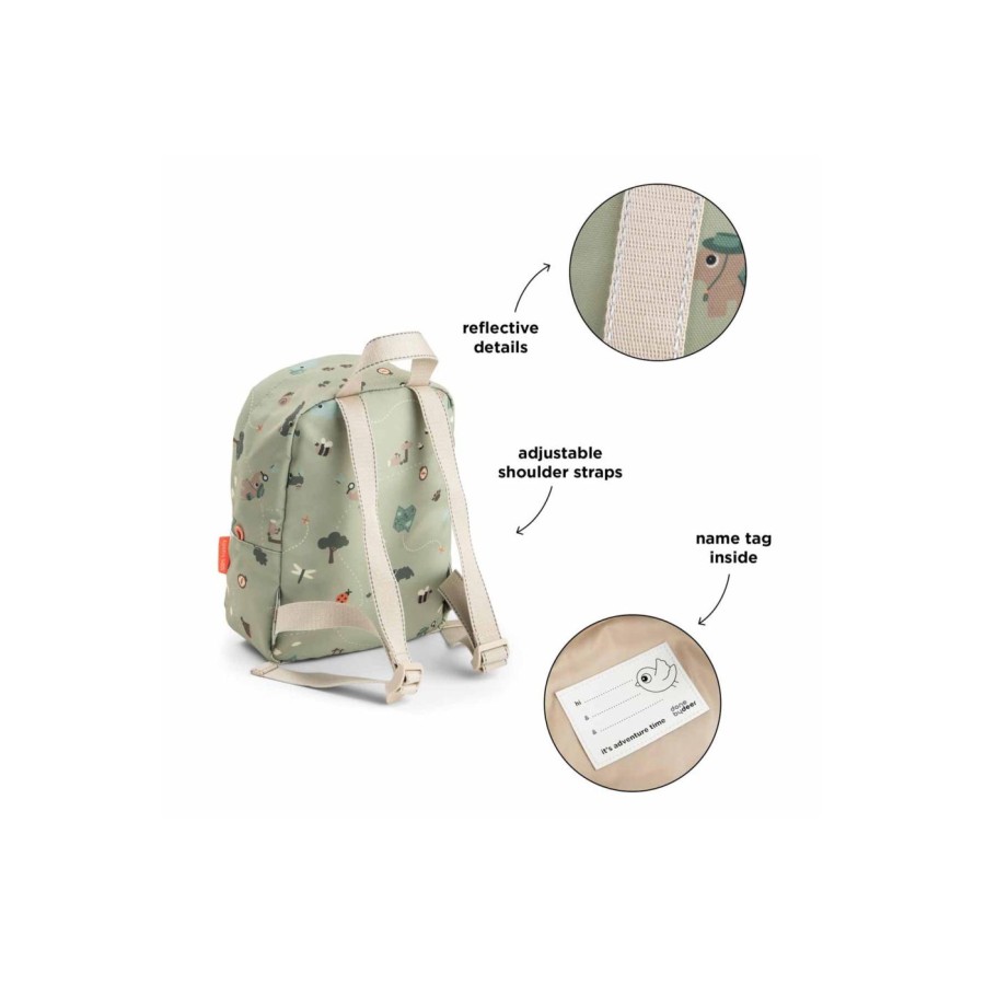 Παιδικό Μικρό Σακίδιο Πλάτης Backpack Done by Deer Tiny Trails Πράσινο 4L