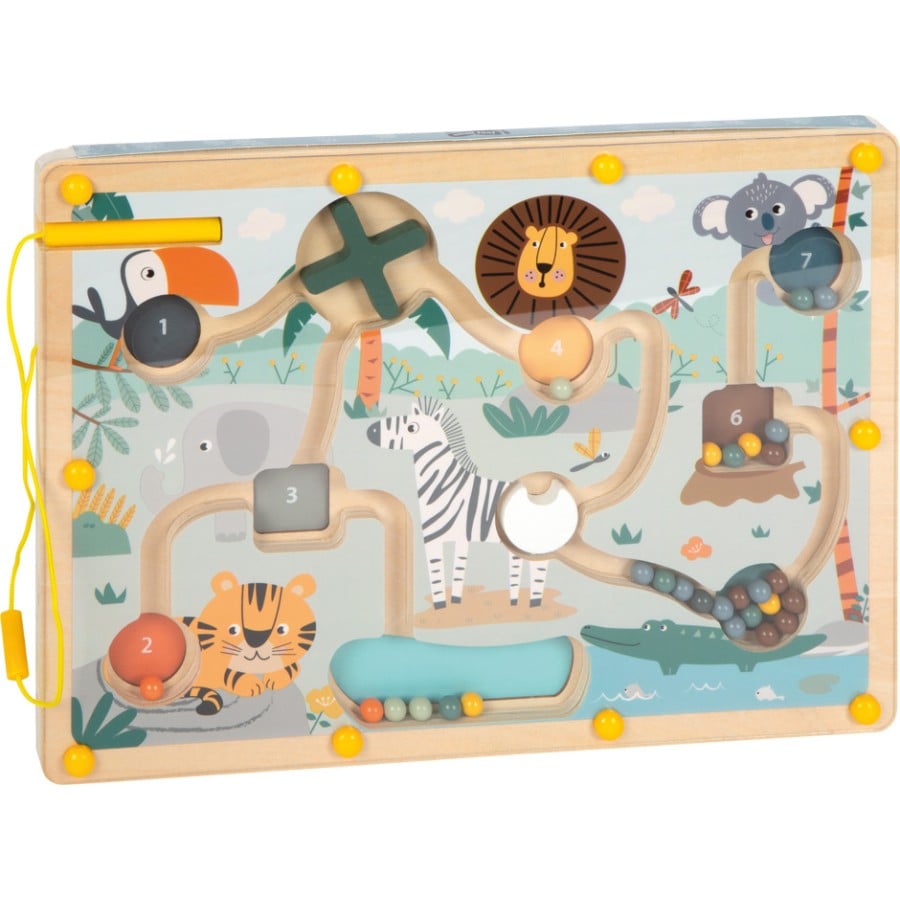 small foot Μαγνητικός Λαβύρινθος Safari – Ξύλινο Παιχνίδι Εκμάθησης Χρωμάτων και Αριθμών