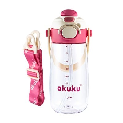 akuku – Παγούρι Tritan Nερού 480 ml Mε Kαλαμάκι - ΡΟΖ