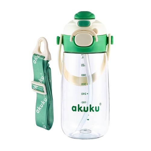 akuku – Παγούρι Tritan Nερού 480 ml Mε Kαλαμάκι - Πράσινο