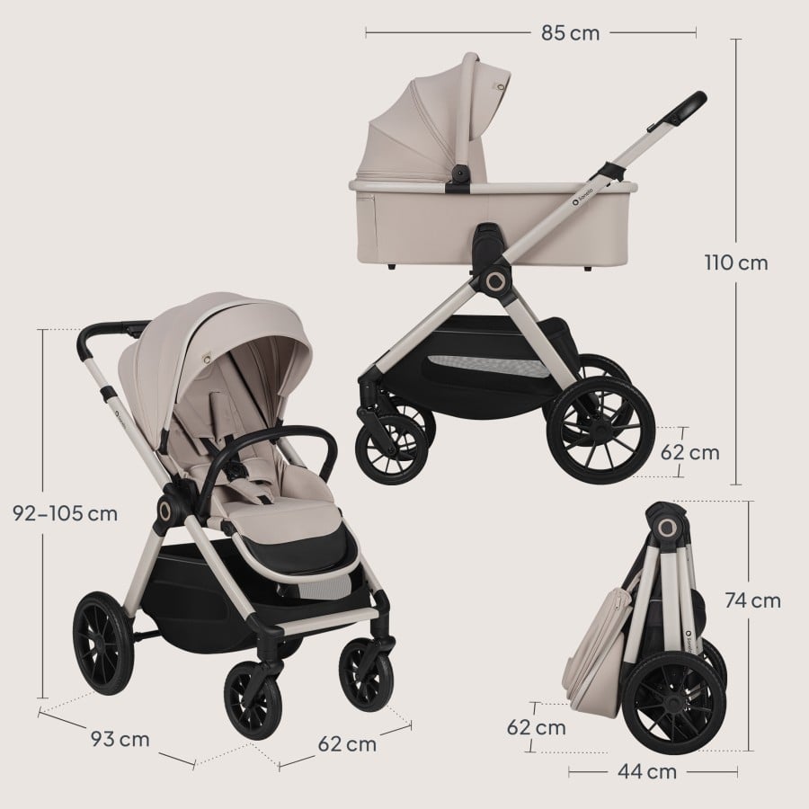 Lionelo Layla 3 σε 1 Καρότσι Βρεφικό έως 22kg Beige Sand
