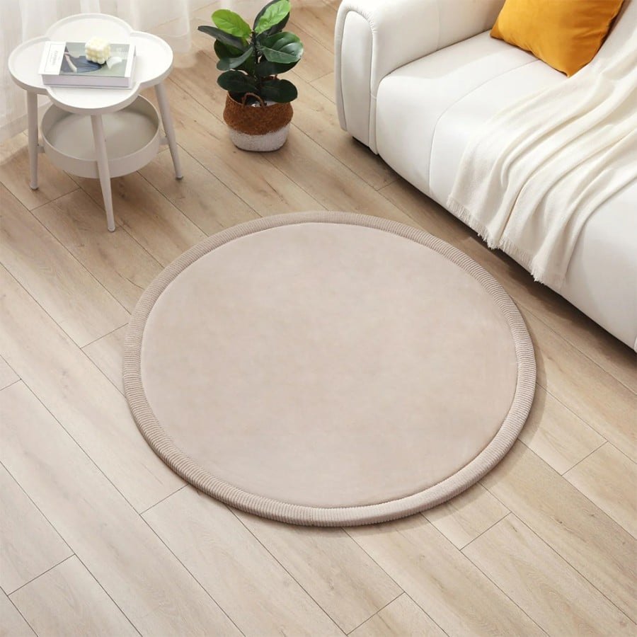 Χαλί με Premium Memory Foam Στρογγυλό Μπεζ 120x120x2.5εκ. Hakuna Matte