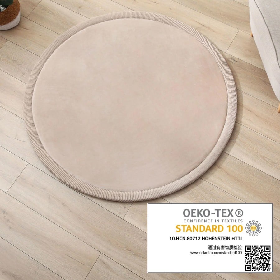 Χαλί με Premium Memory Foam Στρογγυλό Μπεζ 120x120x2.5εκ. Hakuna Matte