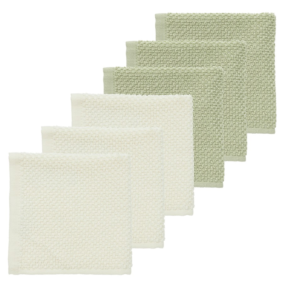 Βρεφικές Λαβέτες Πετσετέ Βαμβακερές 30x30 cm Meyco Popcorn – Natural/Soft Olive, Σετ 6 Τεμαχίων