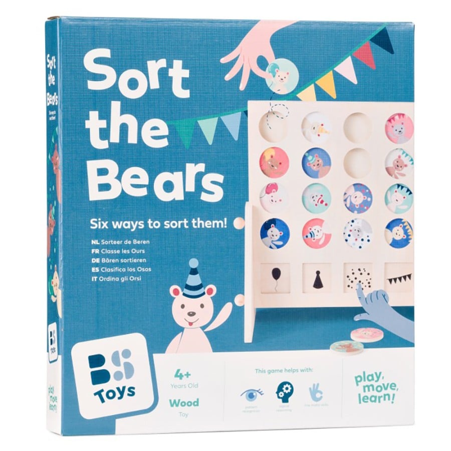 Ξύλινο Εκπαιδευτικό Παιχνίδι Ταξινόμησης με Αρκουδάκια για Παιδιά 4+ Ετών – BS Toys FSC