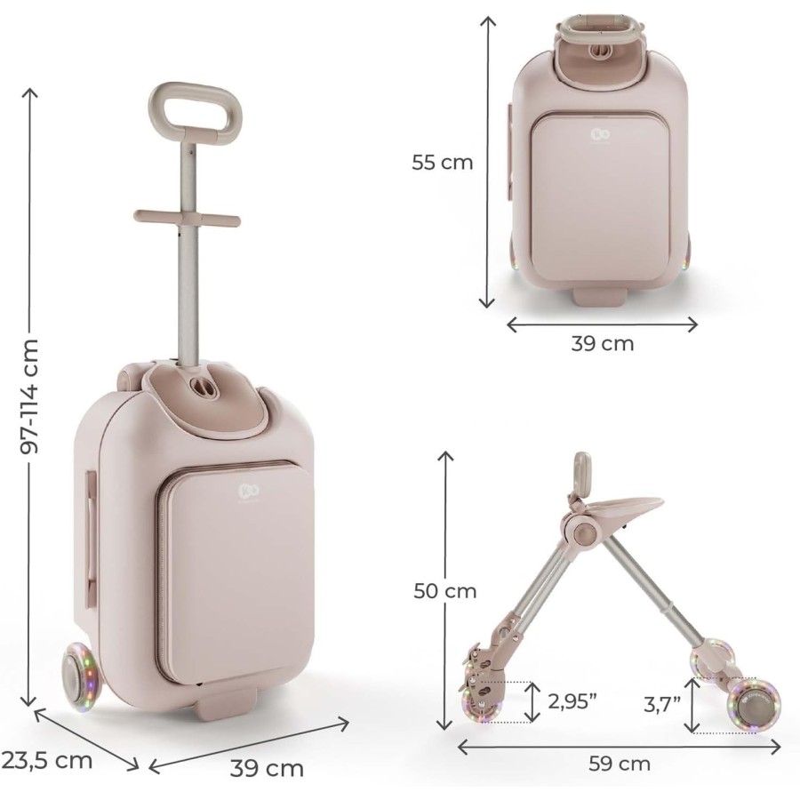 Παιδική Βαλίτσα Ταξιδιού 2 σε 1 με Κάθισμα 20L Kinderkraft CABBY Rose Gold