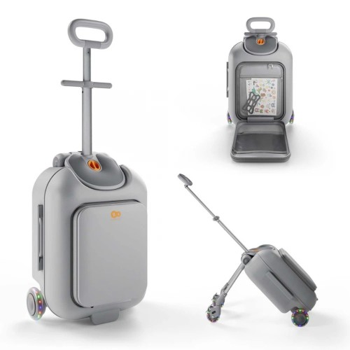 Παιδική Βαλίτσα Ταξιδιού 2 σε 1 με Κάθισμα 20L Kinderkraft CABBY Grey