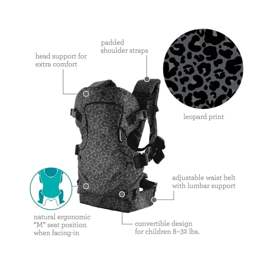 Βρεφικός Μάρσιπος Flip 4 σε 1 Convertible Carrier Leopard Black Infantino