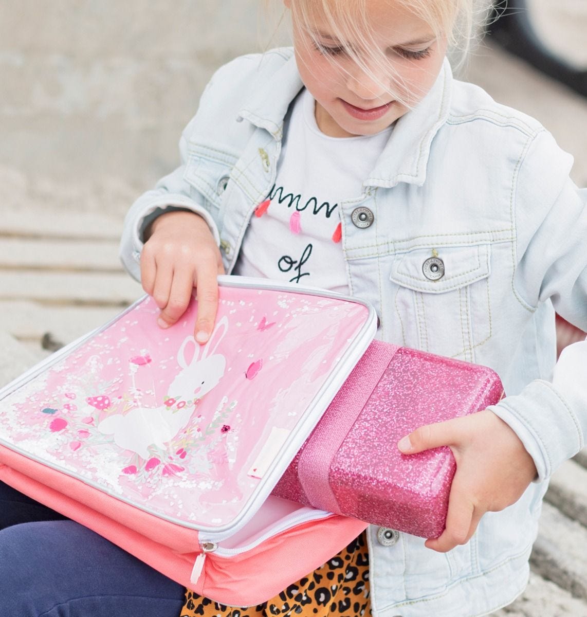 A little lovely company Δοχείο Φαγητού Lunch Box Glitter - Pink Ροζ SBGLPI25 - 1