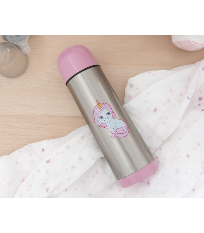 Kiokids Ανοξείδωτο Παγούρι-Θερμός με Διπλό Τοίχωμα Μονόκερος 500ml Ροζ - 1