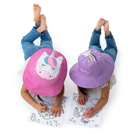 FlapJackKids Παιδικό Καπέλο Διπλής Όψης UPF 50+ Μονόκερος/Αστέρι - 1