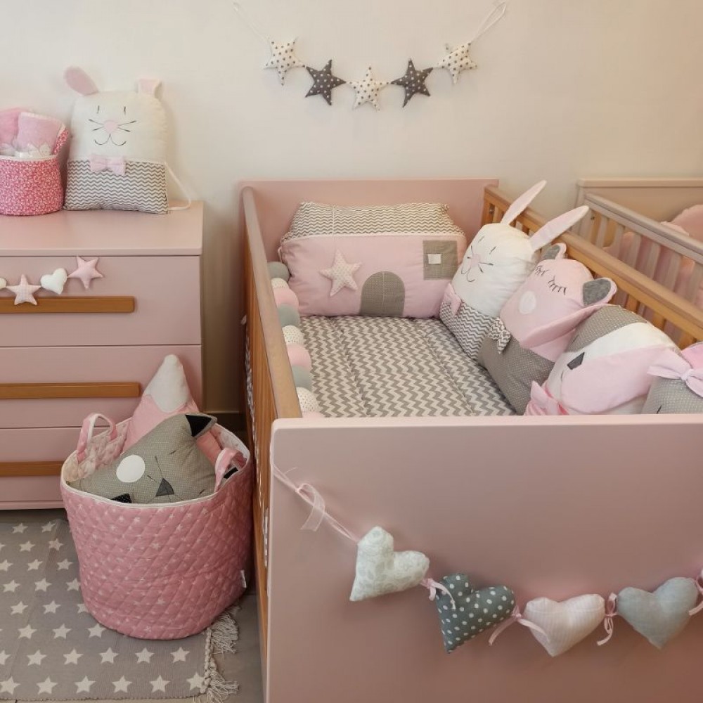 Baby Star Πάντα Κούνιας Σετ 5τμχ Sugar Family Ροζ 40x200cm - 1
