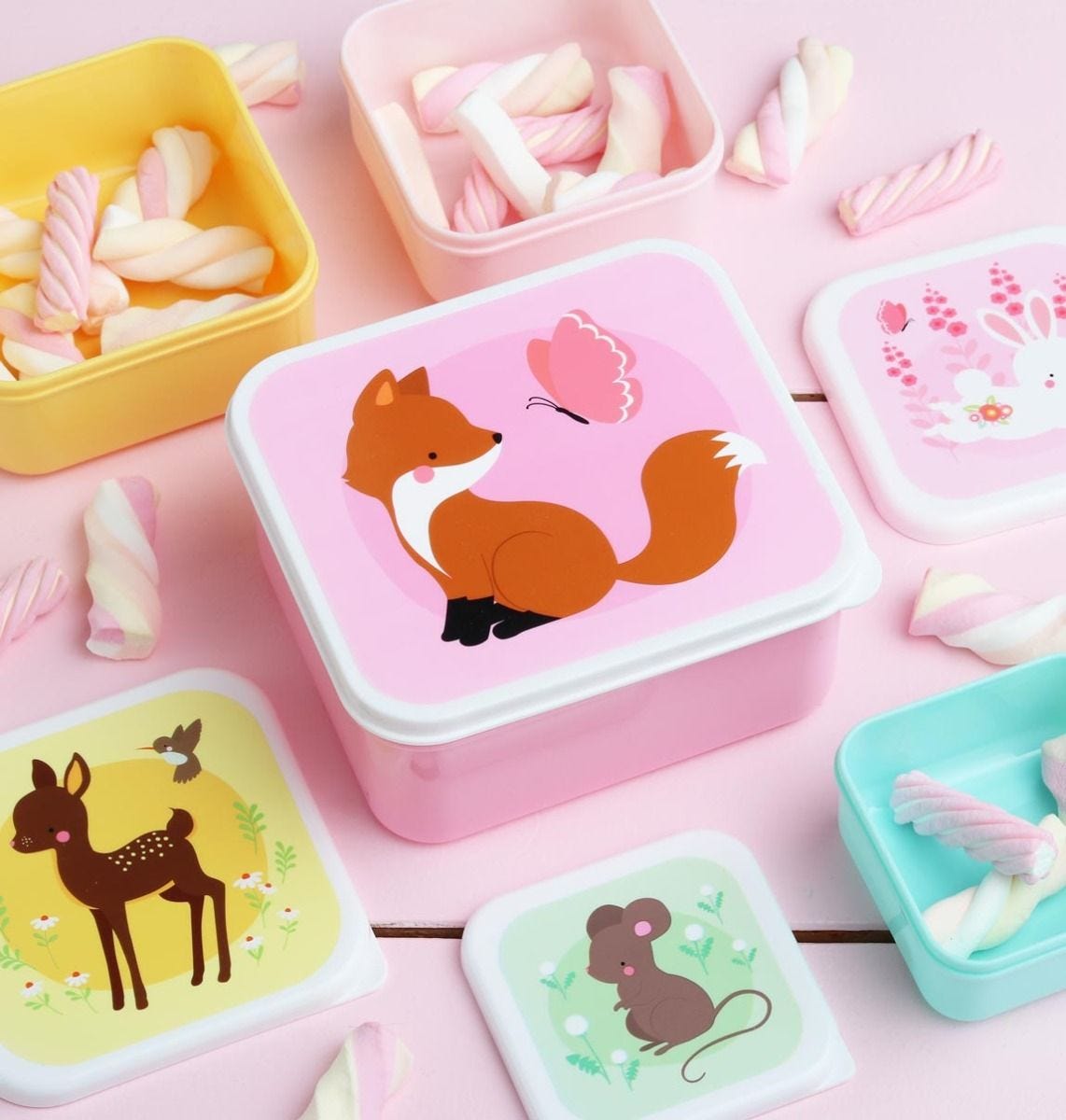 A Little Lovely Company Σετ 4 Δοχεία Φαγητού Lunch & Snack Box 