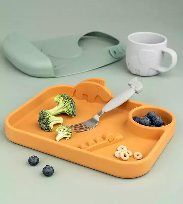 Done by Deer Πιάτο Σιλικόνης Peekaboo Compartment Deer Friends Mustard - 1