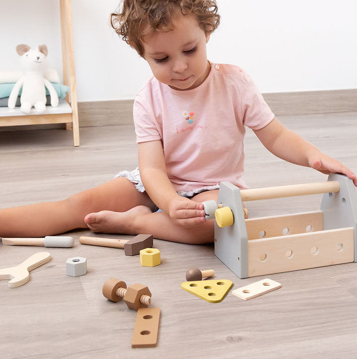 Kiokids Παιχνίδι Ξύλινη Εργαλειοθήκη Γκρι - 1
