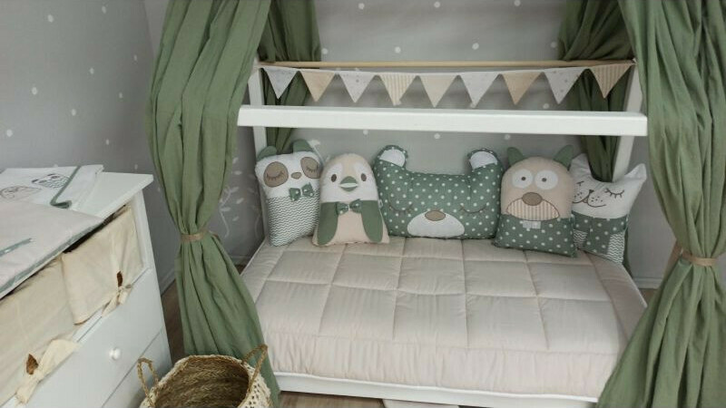 Baby Star Πάντα Κούνιας Σετ 5τμχ Tiny Friends Λαδί 40x185cm - 1